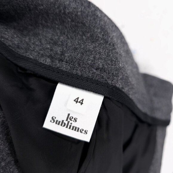 NWT LES SUBLIMES Gray Pleated VIC Flannel Pants Palazzo Wide Leg Size 44 - Picture 8 of 9